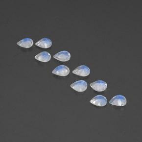 Gemas de piedra de luna arcoíris blanco natural de 2,88 ct, en forma de pera, transparente