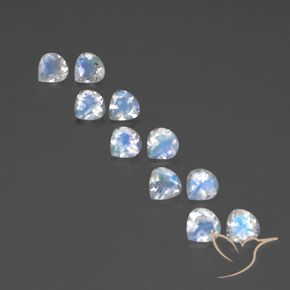 3.78ctw Natural Blanco azulado Piedra lunar arcoíris, En forma de pera, Transparente