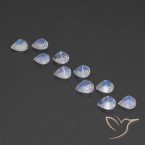 Gemas de Piedra lunar arcoíris Blanco azulado natural de 3.78 ct, En forma de pera, Transparente