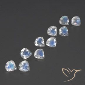 Gemas de Piedra lunar arcoíris Blanco azulado natural de 3.12 ct, En forma de pera, Transparente