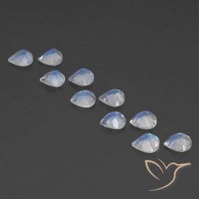 Gemas de Piedra lunar arcoíris Blanco azulado natural de 3.12 ct, En forma de pera, Transparente