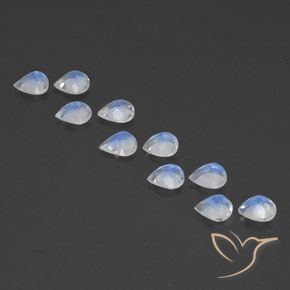 Gemas de Piedra lunar arcoíris Blanco azulado natural de 2.82 ct, En forma de pera, Transparente
