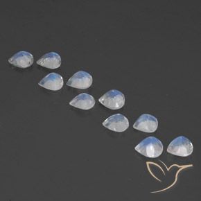 Gemas de Piedra lunar arcoíris Blanco azulado natural de 3.37 ct, En forma de pera, Transparente