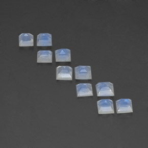 Gemas de piedra de luna arcoíris azul natural de 3,69 ct, cuadrado, transparente