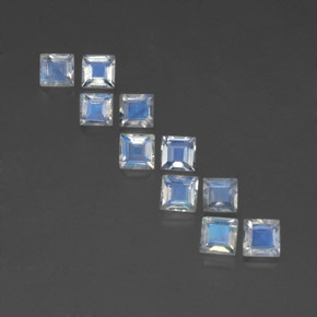 Gemas de piedra de luna arcoíris blanco natural de  ct, cuadrado, transparente