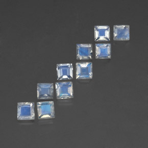Gemas de piedra de luna arcoíris blanco natural de  ct, cuadrado, transparente
