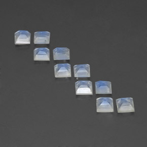 Gemas de piedra de luna arcoíris blanco natural de  ct, cuadrado, transparente