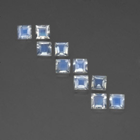 Gemas de piedra de luna arcoíris blanco natural de  ct, cuadrado, transparente