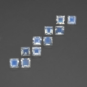 Gemas de piedra de luna arcoíris blanco natural de  ct, cuadrado, transparente