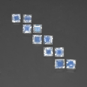 Gemas de piedra de luna arcoíris blanco natural de  ct, cuadrado, transparente
