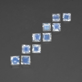 Gemas de piedra de luna arcoíris blanco natural de  ct, cuadrado, transparente