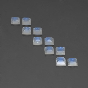 Gemas de piedra de luna arcoíris blanco natural de  ct, cuadrado, transparente