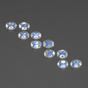 Gemas de piedra de luna arcoíris blanco natural de  ct, corte óvalo, transparente