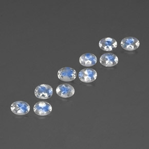 Gemas de piedra de luna arcoíris blanco natural de  ct, corte óvalo, transparente