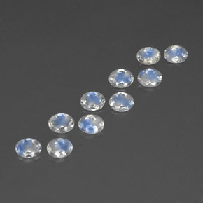 Gemas de piedra de luna arcoíris blanco natural de  ct, corte óvalo, transparente