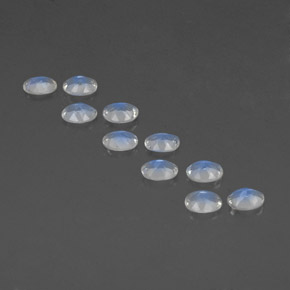 Gemas de piedra de luna arcoíris blanco natural de  ct, corte óvalo, transparente