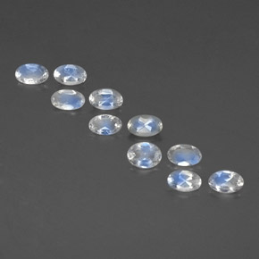 Gemas de piedra de luna arcoíris blanco natural de  ct, corte óvalo, transparente