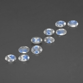 Gemas de piedra de luna arcoíris blanco natural de  ct, corte óvalo, transparente