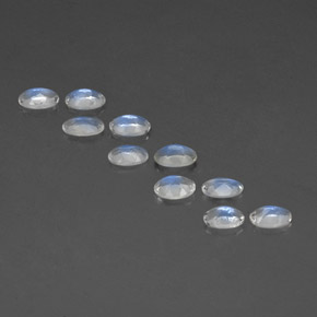 Gemas de piedra de luna arcoíris blanco natural de  ct, corte óvalo, transparente