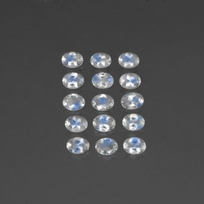 Gemas de piedra de luna arcoíris blanco natural de  ct, corte óvalo, transparente