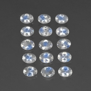 Gemas de piedra de luna arcoíris blanco natural de  ct, corte óvalo, transparente