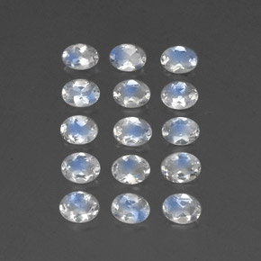 Gemas de piedra de luna arcoíris blanco natural de  ct, corte óvalo, transparente