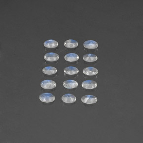 Gemas de piedra de luna arcoíris blanco natural de  ct, corte óvalo, transparente