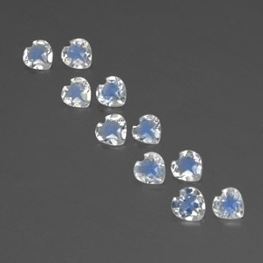 Gemas de piedra de luna arcoíris blanco natural de  ct, forma de corazón, transparente