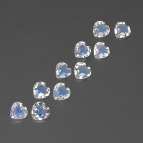 Gemas de piedra de luna arcoíris blanco natural de  ct, forma de corazón, transparente