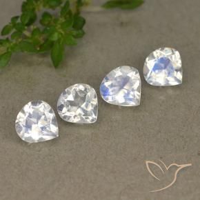 Gemas de piedra de luna arcoíris blanco natural de 1,61 ct, en forma de pera, transparente