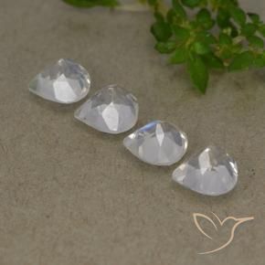 Gemas de piedra de luna arcoíris blanco natural de 1,61 ct, en forma de pera, transparente