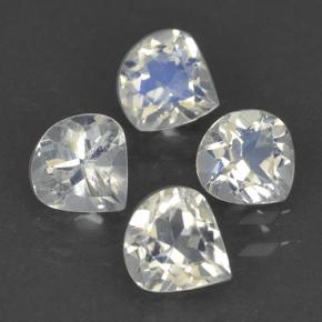 Gemas de piedra de luna arcoíris blanco natural de 1,45 ct, en forma de pera, transparente
