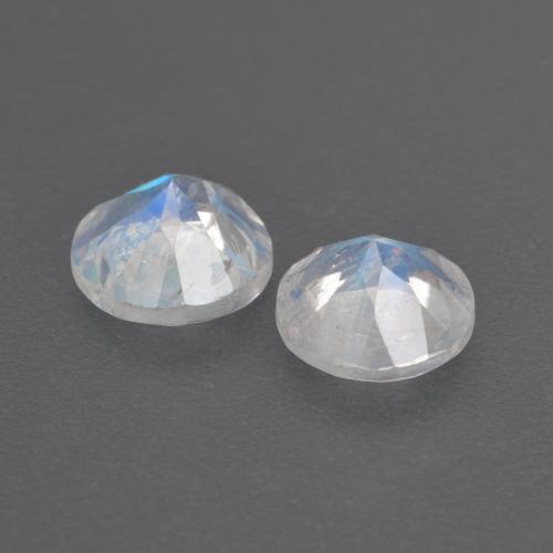 Gemas de piedra de luna arcoíris blanco natural de 1,39 ct, corte redondo, transparente