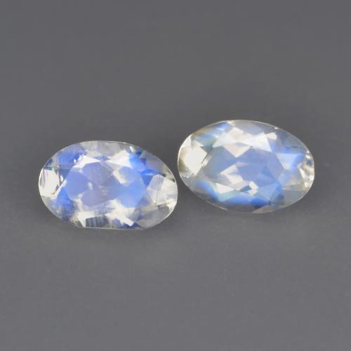 Gemas de piedra de luna arcoíris blanco natural de 0,79 ct, corte óvalo, transparente