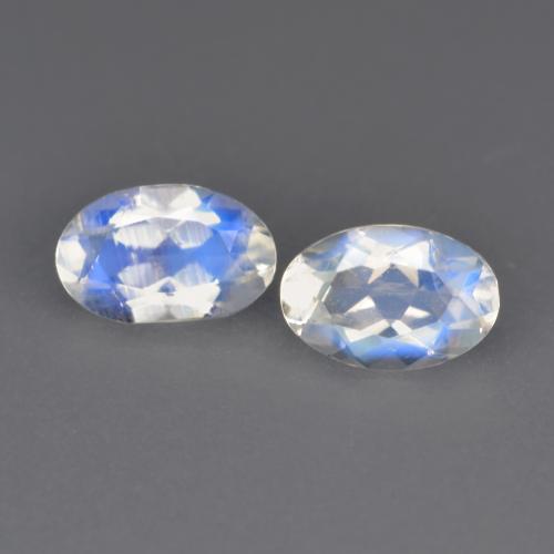 Gemas de piedra de luna arcoíris blanco natural de 0,79 ct, corte óvalo, transparente