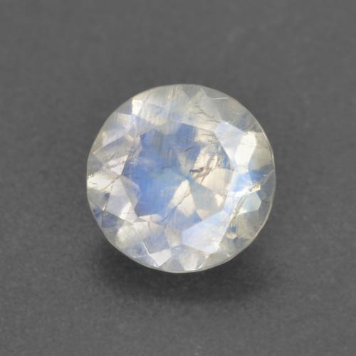 Piedra de luna arcoíris blanco natural de 0,62 ct, corte redondo, transparente