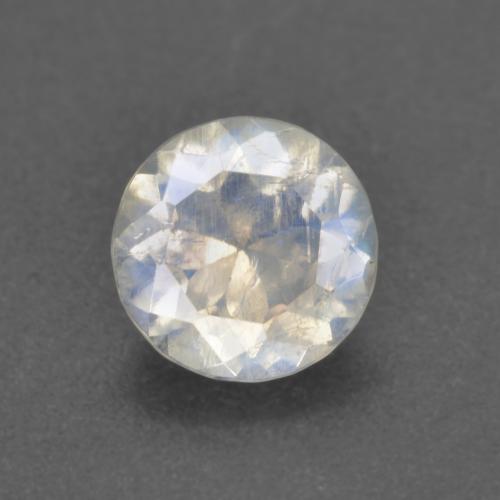 Piedra de luna arcoíris blanco natural de 0,62 ct, corte redondo, transparente