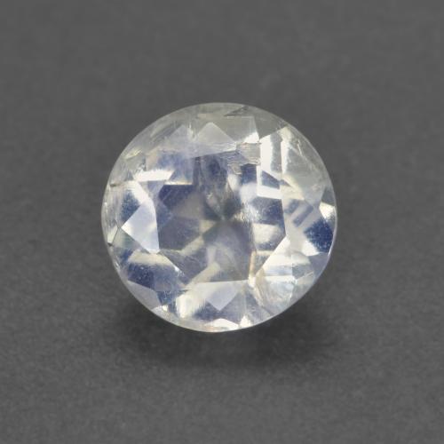 Piedra de luna arcoíris blanco natural de 0,66 ct, corte redondo, transparente