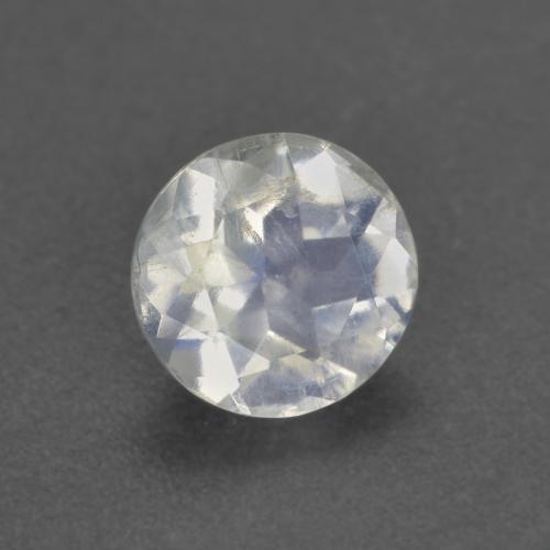 Piedra de luna arcoíris blanco natural de 0,66 ct, corte redondo, transparente