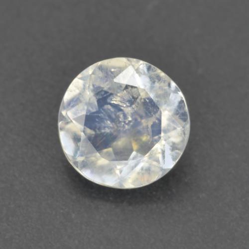 Piedra de luna arcoíris blanco natural de 0,62 ct, corte redondo, transparente