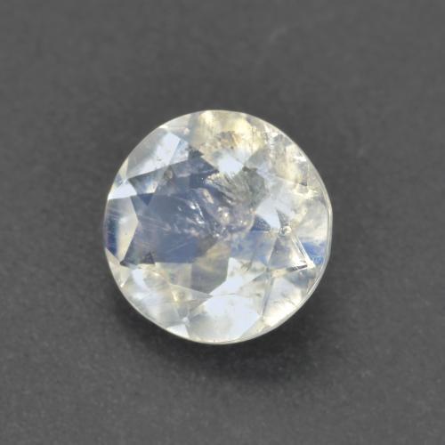 Piedra de luna arcoíris blanco natural de 0,62 ct, corte redondo, transparente