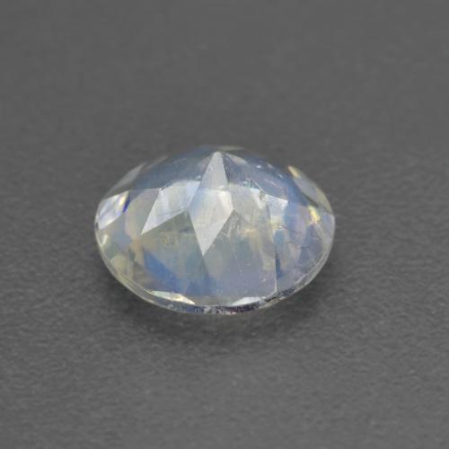 Piedra de luna arcoíris blanco natural de 0,62 ct, corte redondo, transparente