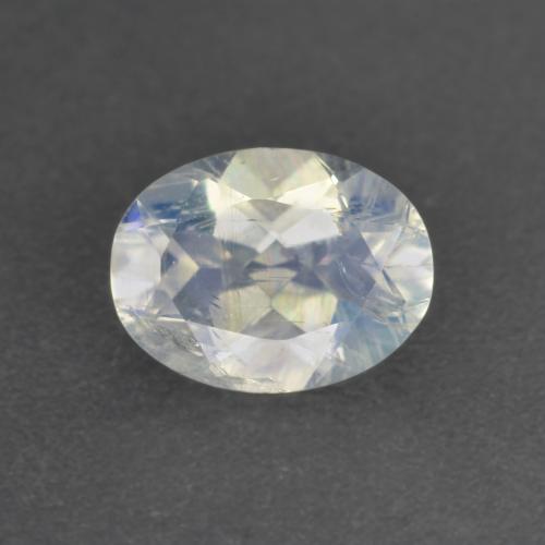 Piedra de luna arcoíris blanco natural de 0,92 ct, corte óvalo, transparente
