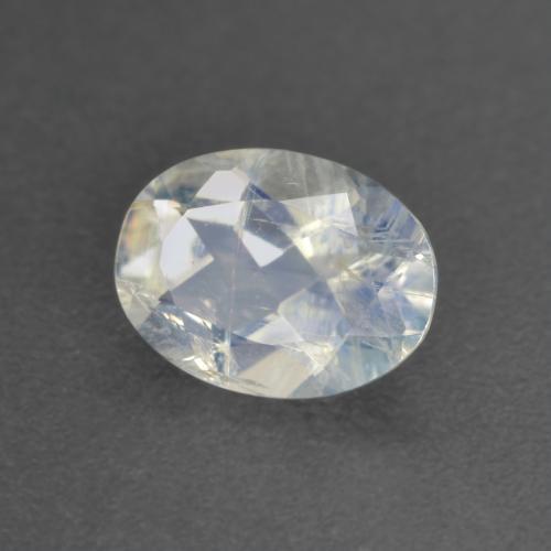 Piedra de luna arcoíris blanco natural de 0,92 ct, corte óvalo, transparente