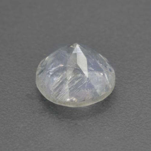 Piedra lunar arcoíris Blanco azulado natural de 0.80 ct, Corte Redondo, Transparente