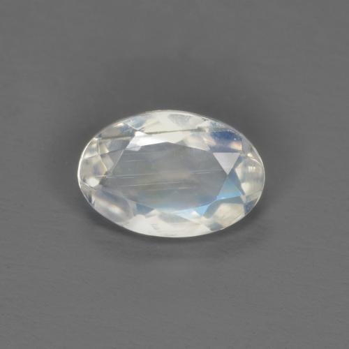Piedra de luna arcoíris blanco natural de 0,40 ct, corte óvalo, transparente