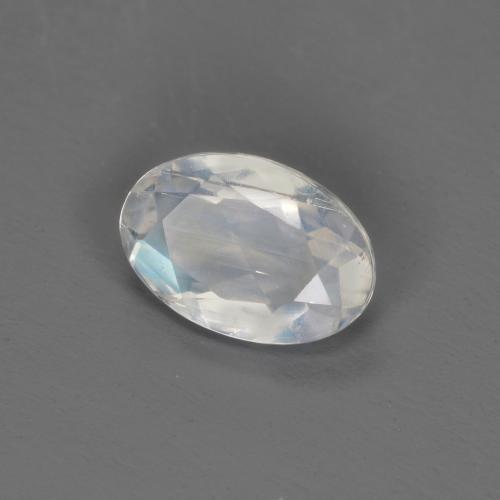 Piedra de luna arcoíris blanco natural de 0,40 ct, corte óvalo, transparente