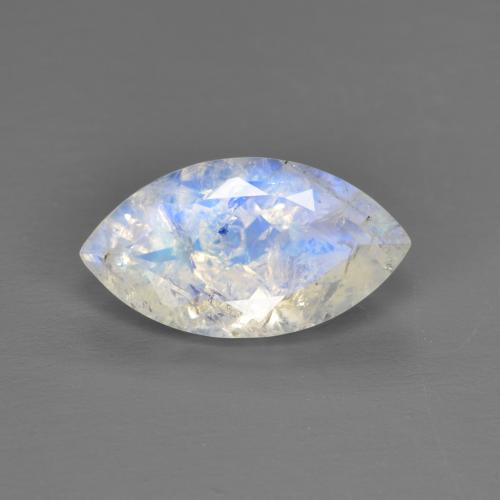 Piedra de luna arcoíris blanco natural de 1,85 ct, marquesa, transparente