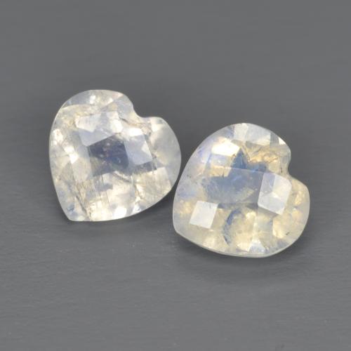 Gemas de Piedra lunar arcoíris Blanco azulado natural de 1.35 ct, Forma de corazón, Transparente
