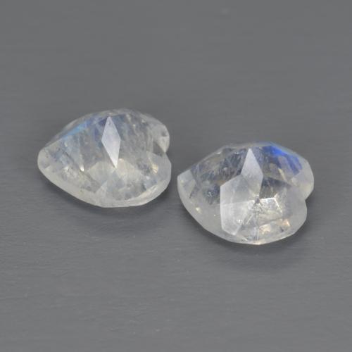 Gemas de Piedra lunar arcoíris Blanco azulado natural de 1.35 ct, Forma de corazón, Transparente